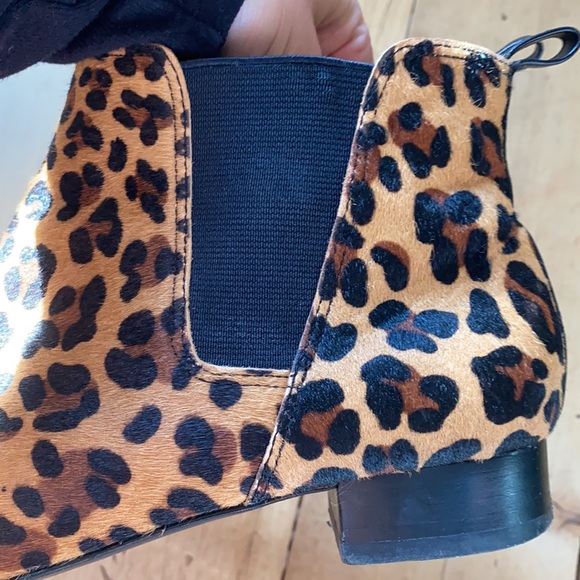 J. Crew pony hair cheetah leopard ankle booties chelsea pull on - Picture 6 of 10